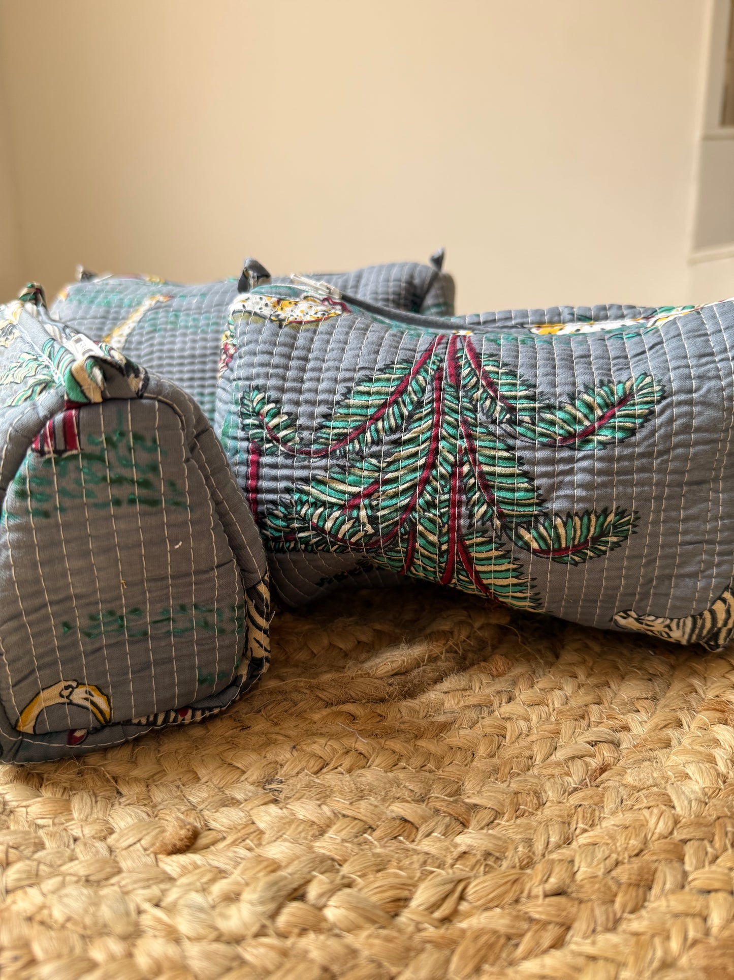 Leopard tree print Grey Makeup/cosmetics/toiletry pouches