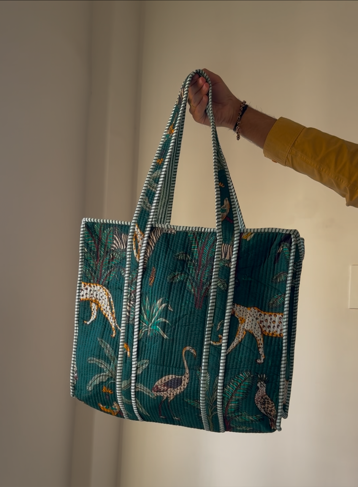Green Animal print Tote bag