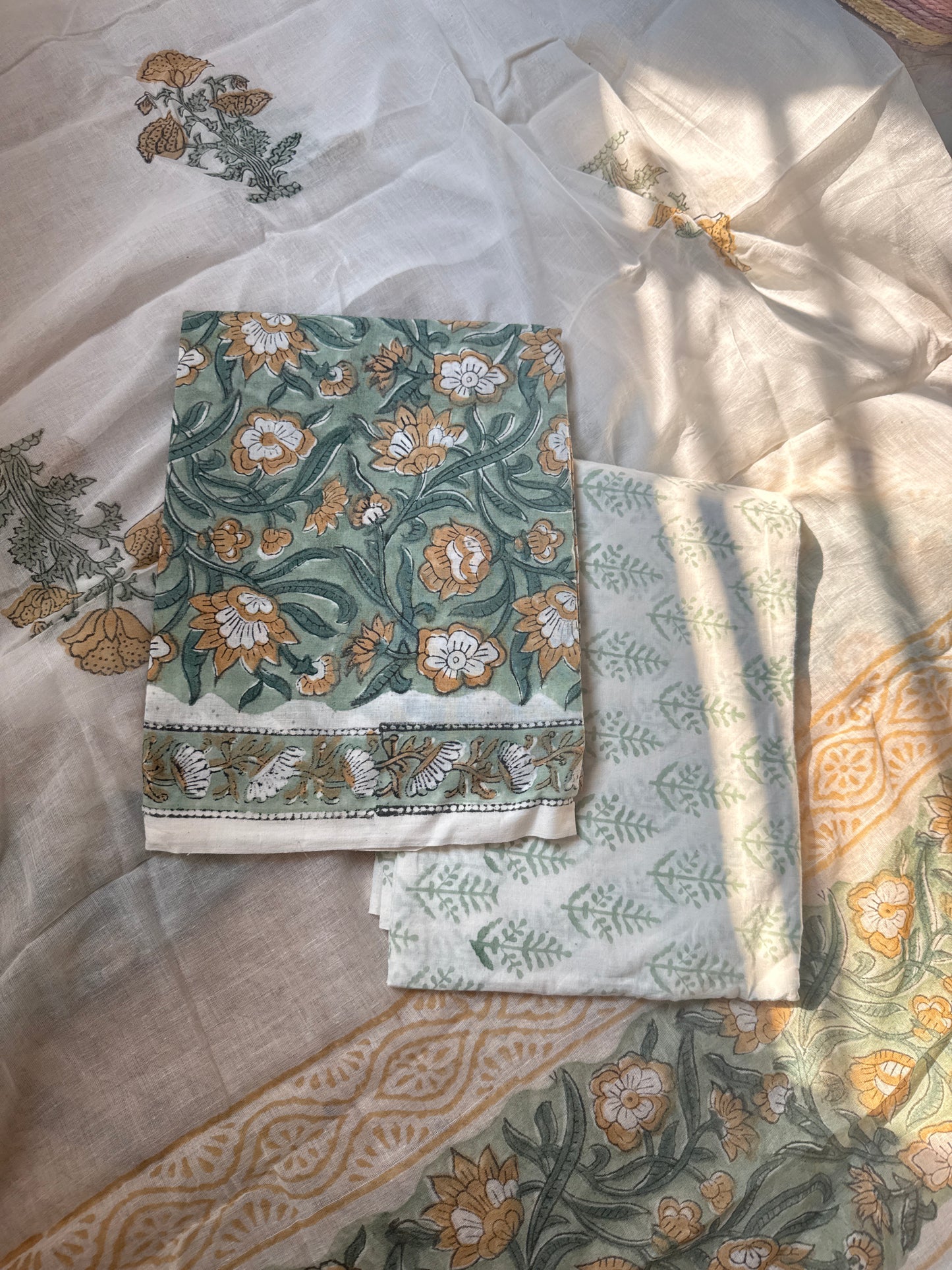 Handblock printed suit set