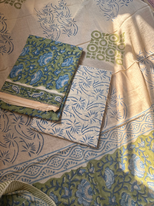 Hand block printed suit set
