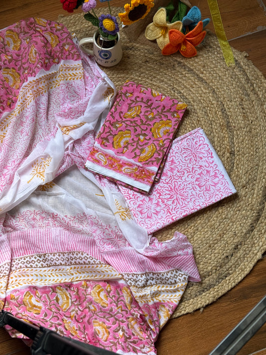 Hand block print suit set