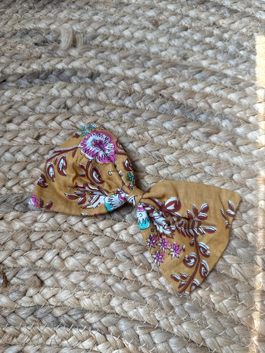 Mustard jaal hair bow