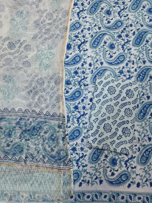Block printed Suitset  with kota Doriya Duppata