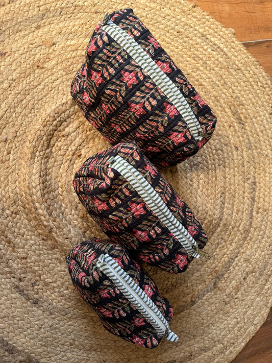 Black makeup/toiletry/cosmetic pouches