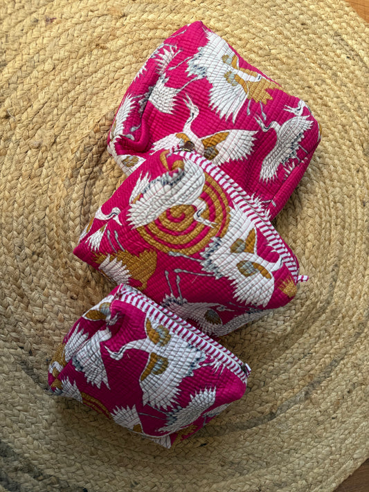 Bird print makeup/toiletry/cosmetic pouches
