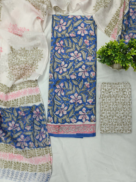 Block printed suit set