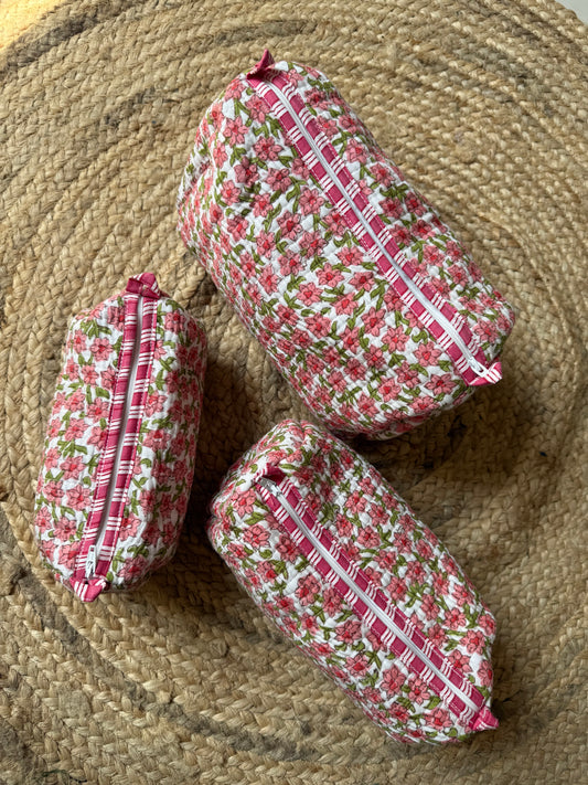 Small flower motif makeup/cosmetics/toiletries pouches