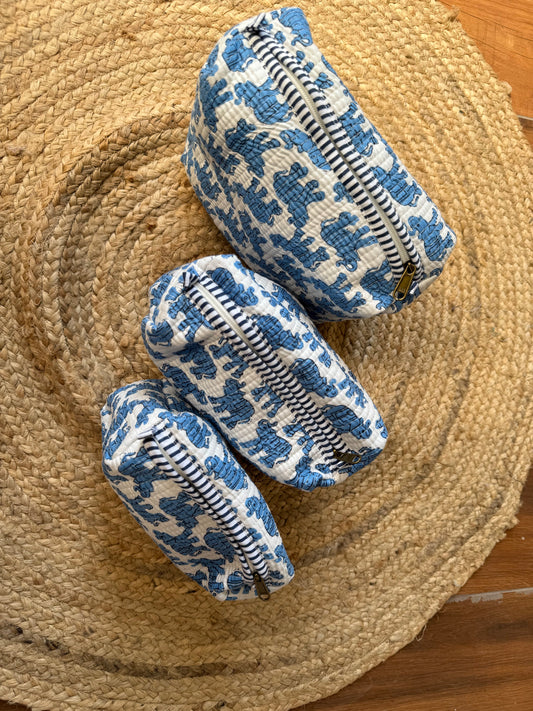 Elephant print makeup/toiletry/cosmetic pouches
