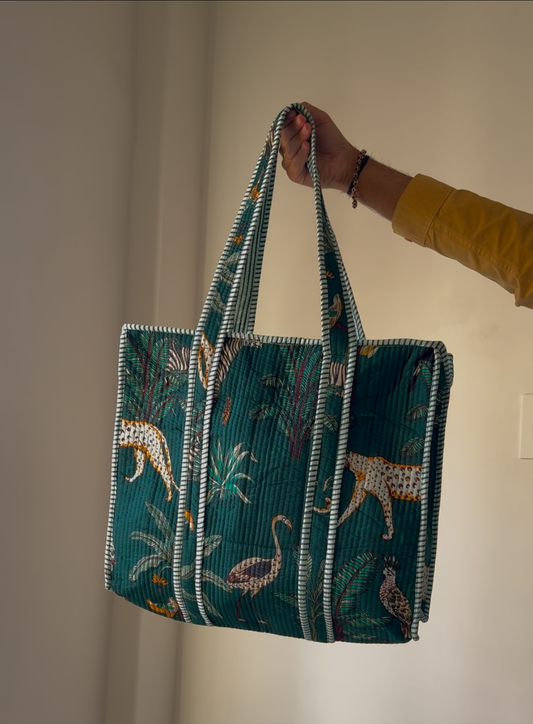 Green Animal print  Tote bag
