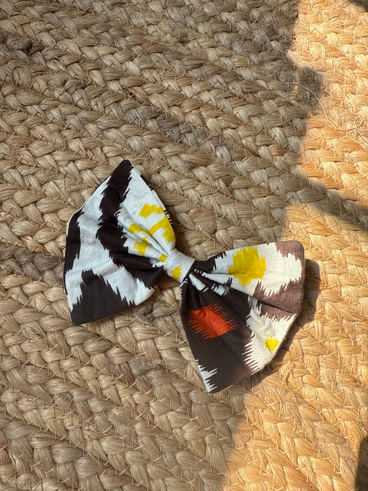 Brown ikat hair bow