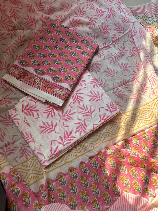 Hand block printed suit set