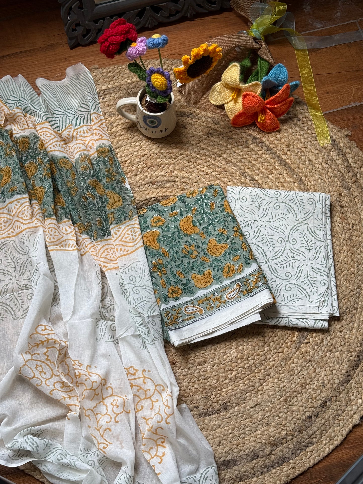 Hand block printed suit set