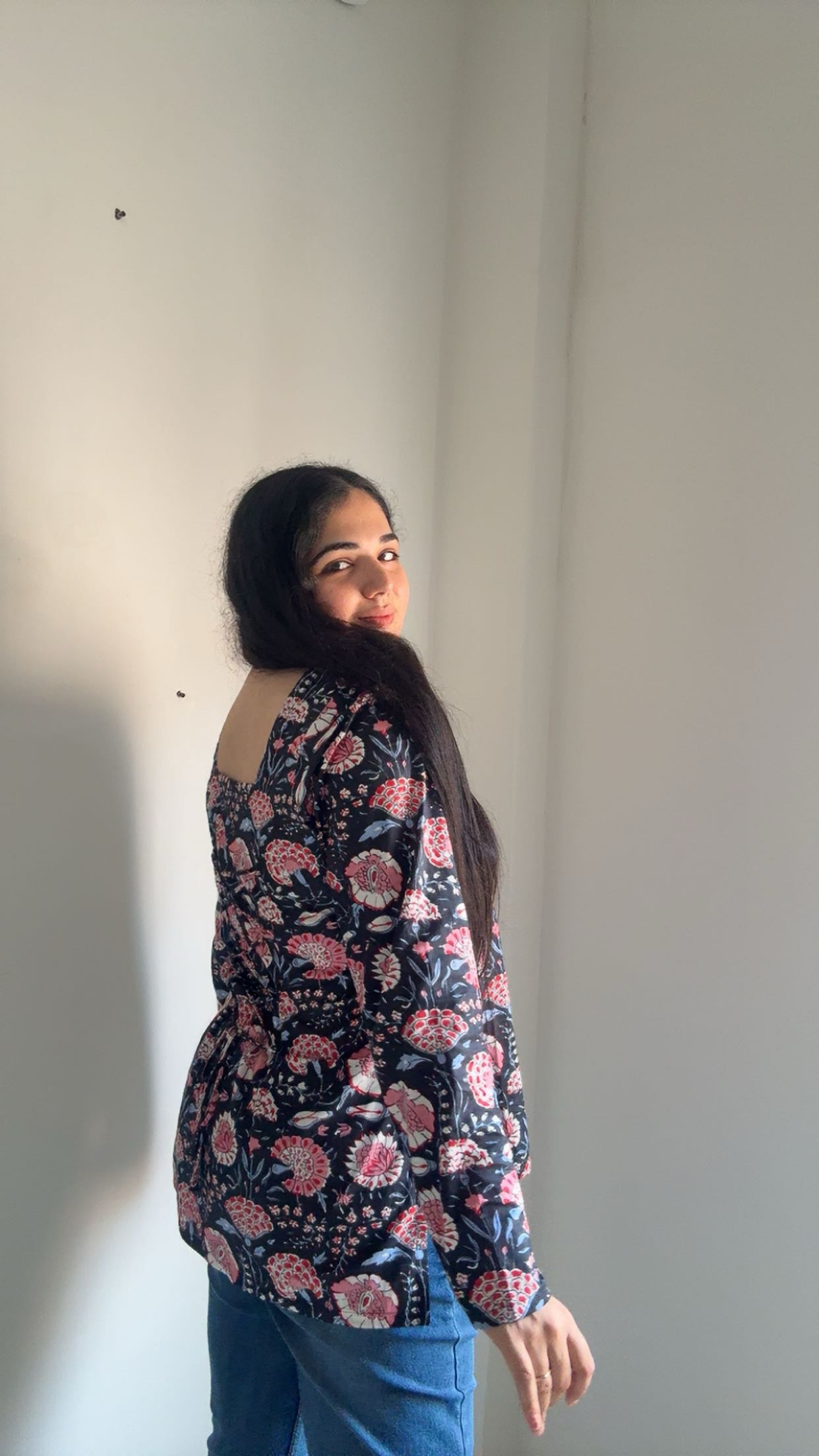 Black floral corset fit Kurti