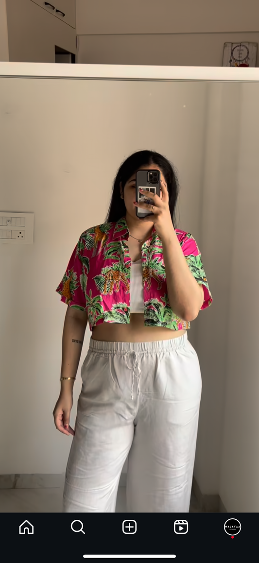 Hot pink crop shirt