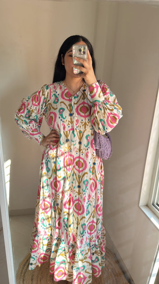 Ikat flaired dress