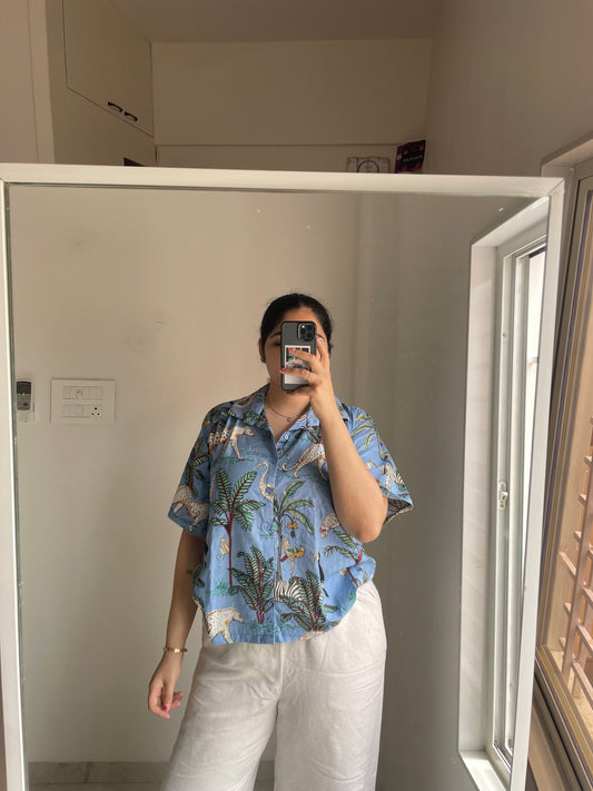 Animal print oversized shirt