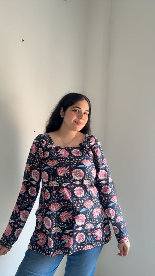 Black floral corset fit Kurti