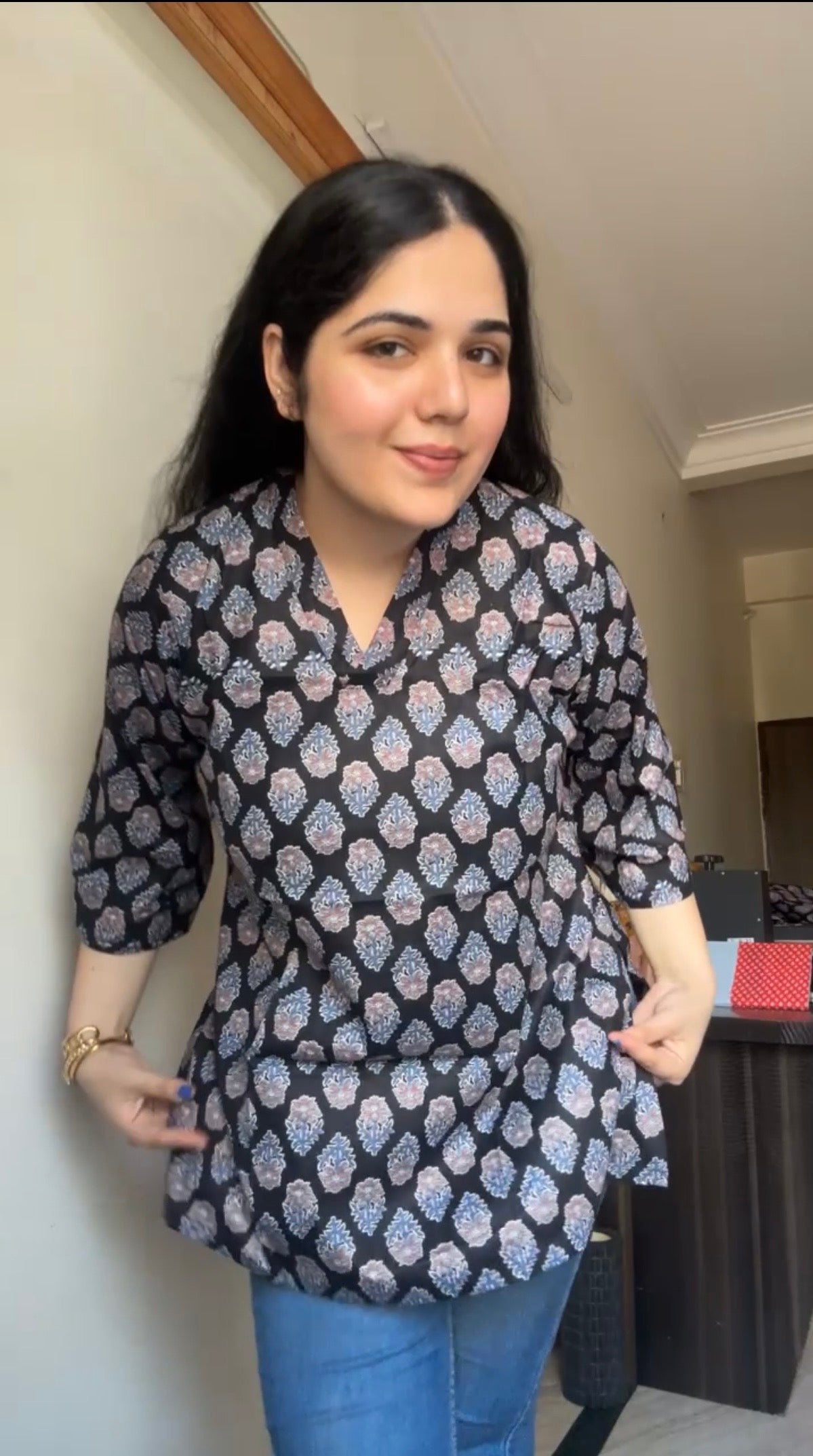 Collared black Kurti