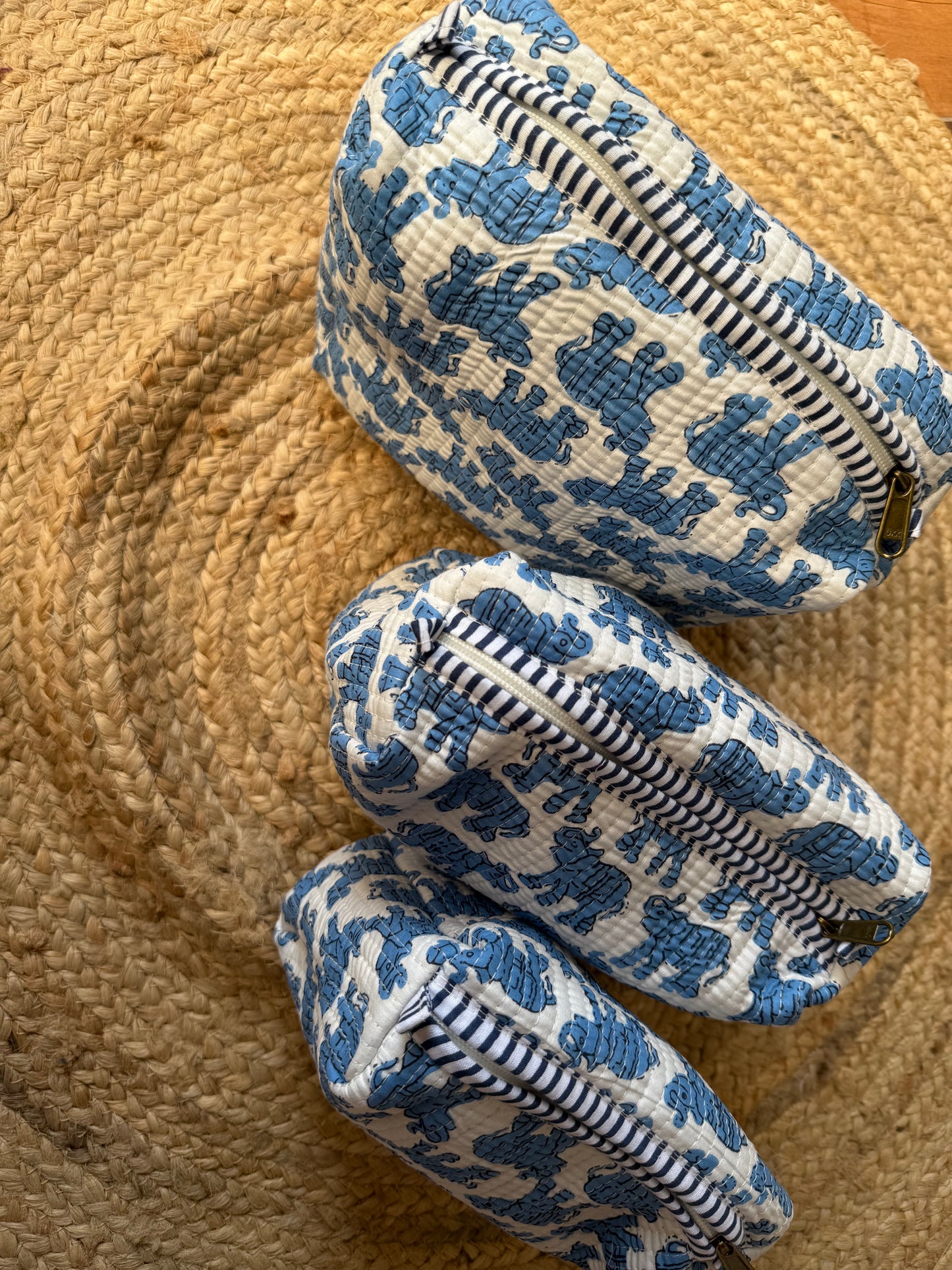 Elephant print makeup/toiletry/cosmetic pouches