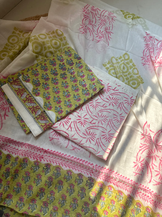 Handblock printed suit set