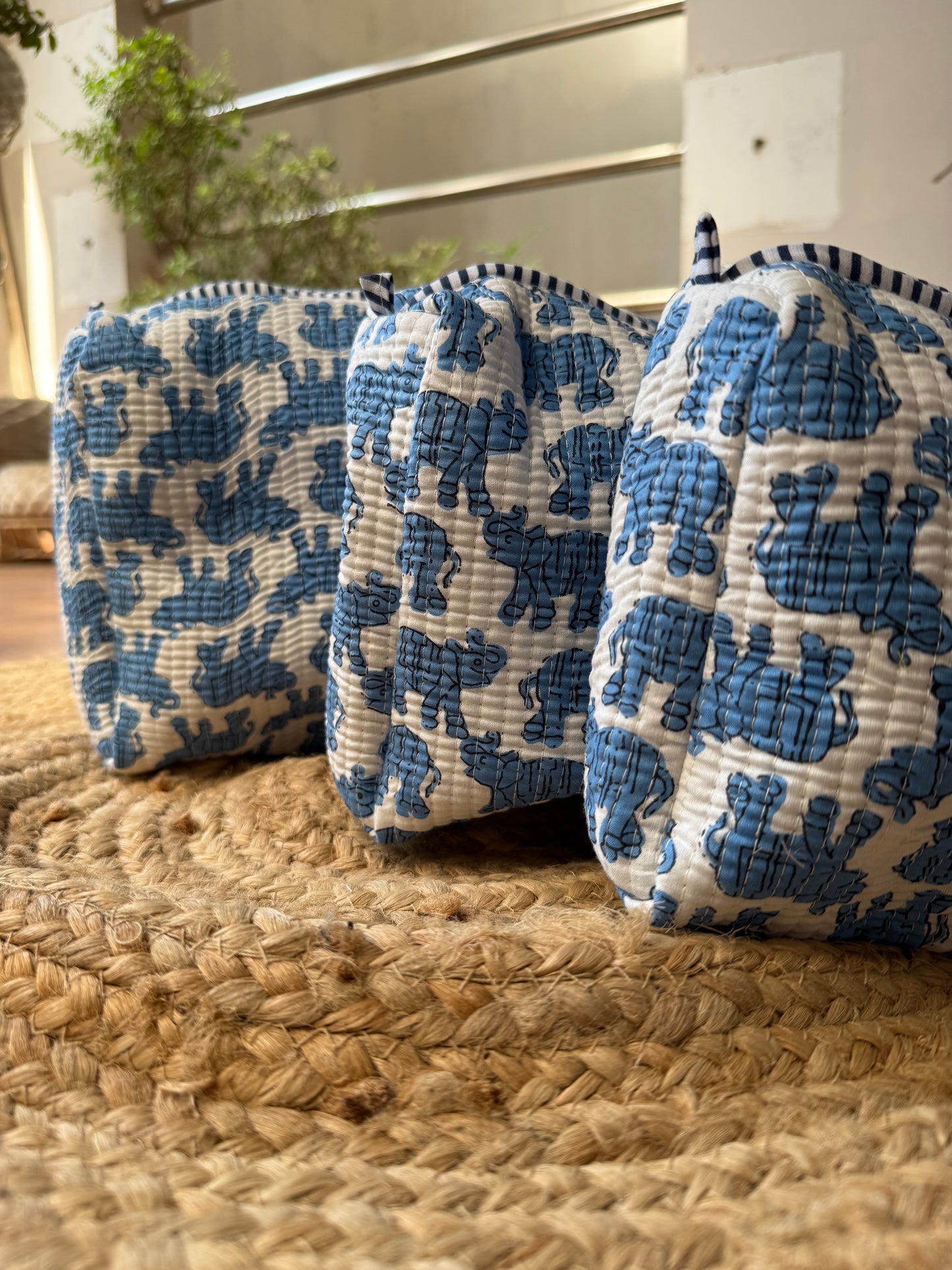 Elephant print makeup/toiletry/cosmetic pouches