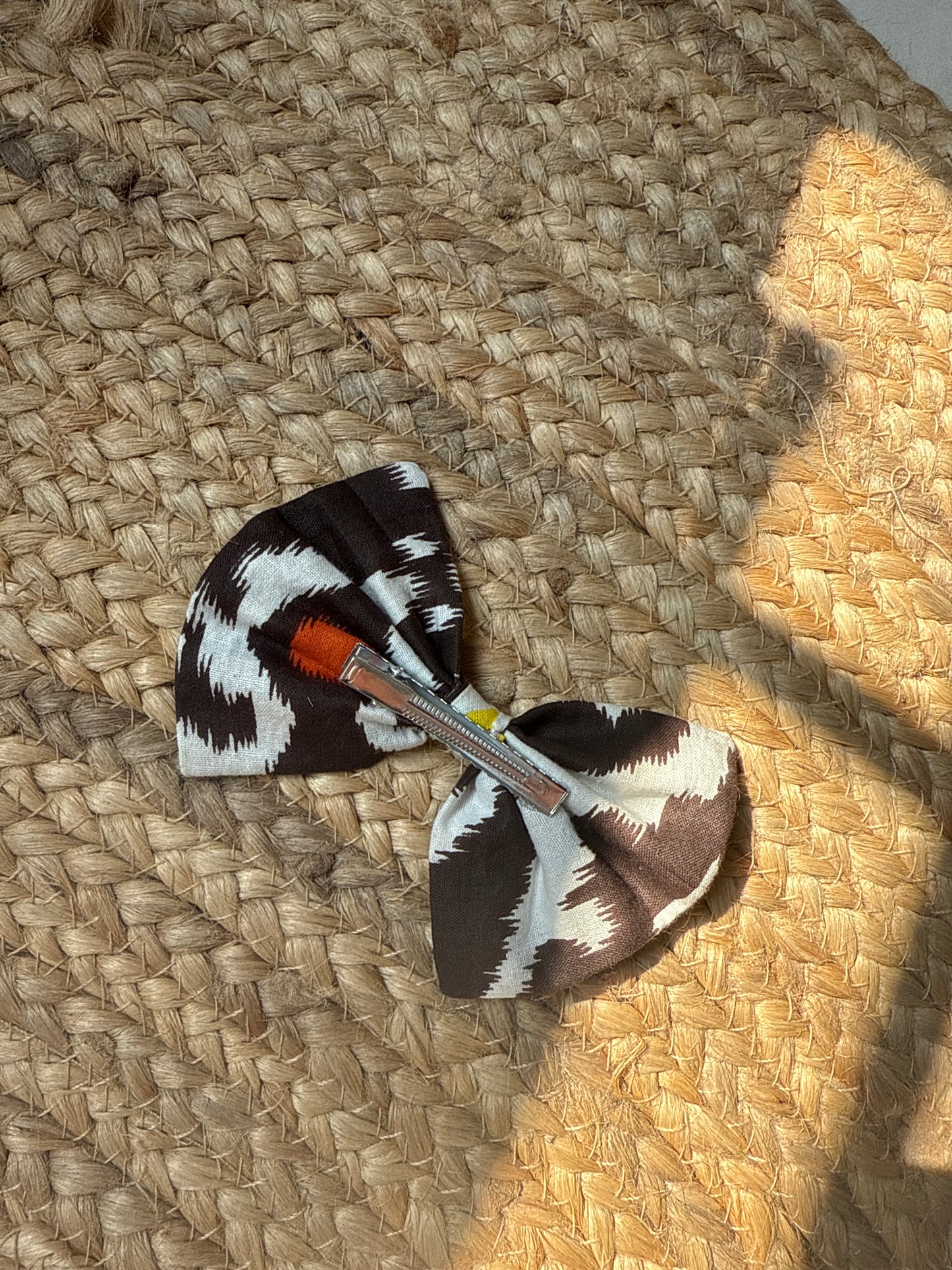 Brown ikat hair bow