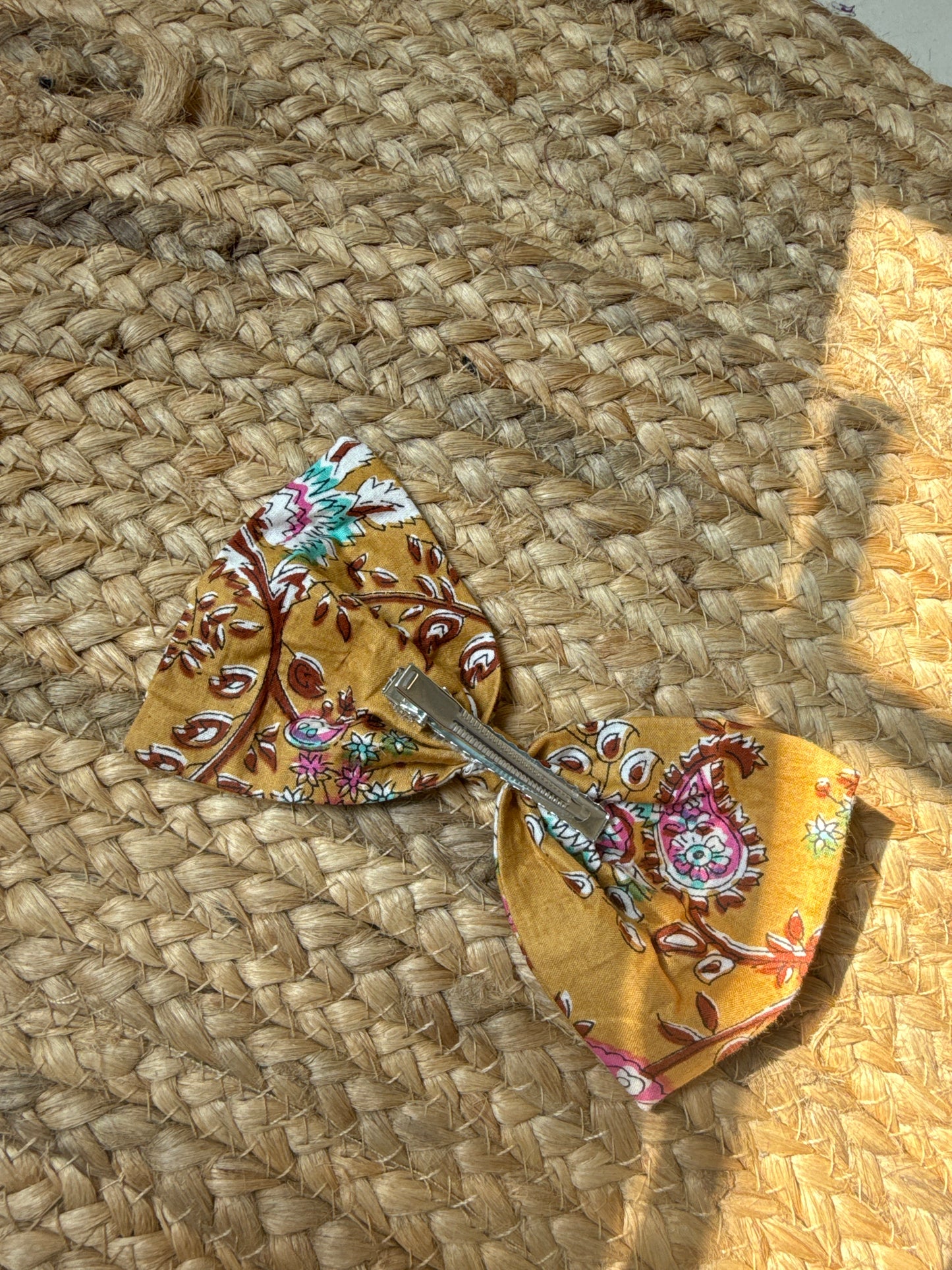 Mustard jaal hair bow