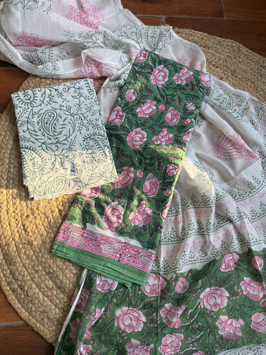 Hara Bhara block printed suit set