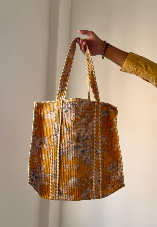 Mustard floral Tote bag