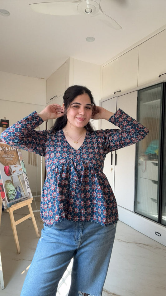 Ajrakh print peplum top