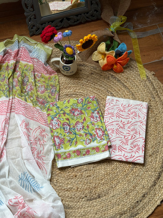 Hand block printed suit set