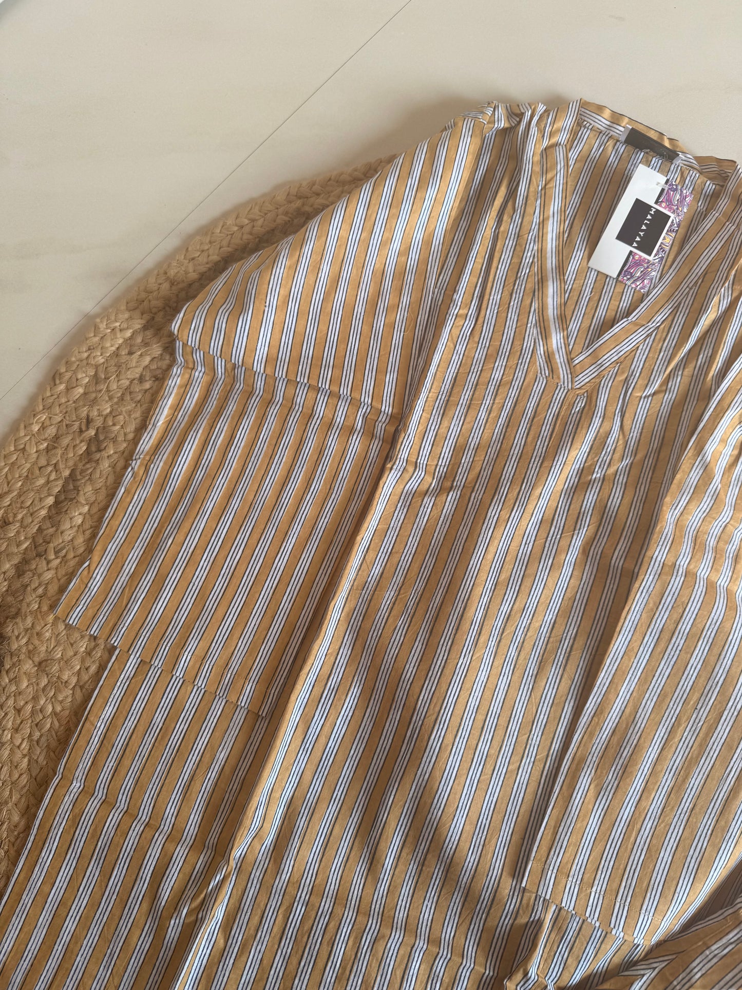 Mustard Stripe kurta pant set