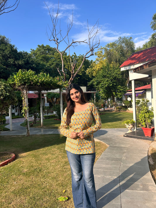 Mustard Corset Kurti