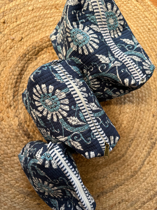 Navy makeup/toiletry/cosmetic pouches
