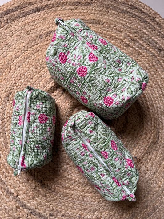 Pista Green Makeup/cosmetic/toiletry pouches