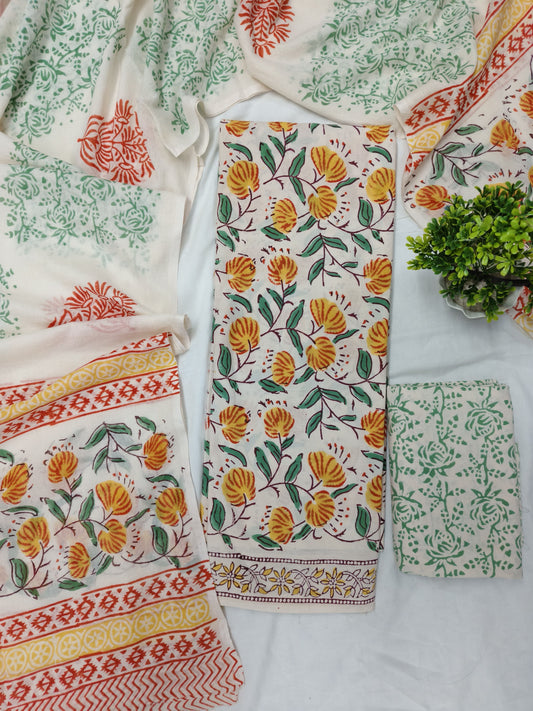 Block printed suit set