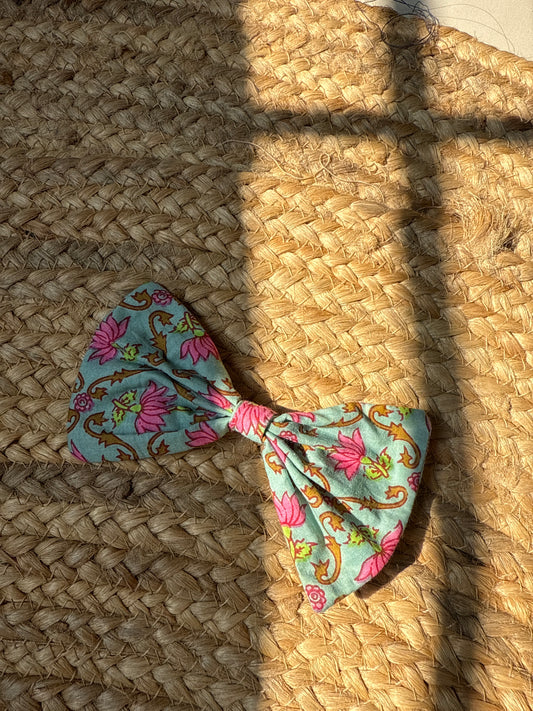 Lotus print hair bow