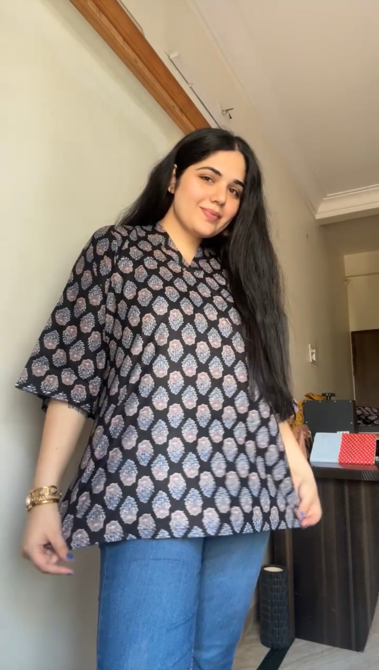 Collared black Kurti