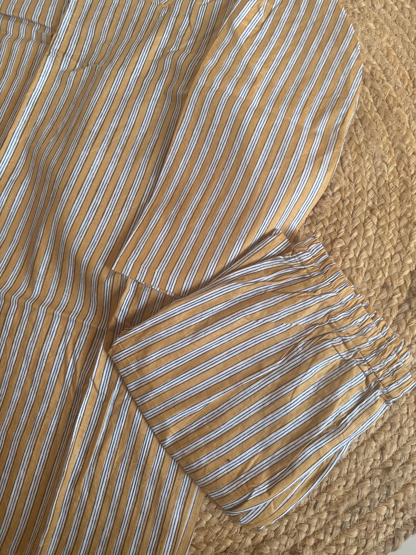 Mustard Stripe kurta pant set