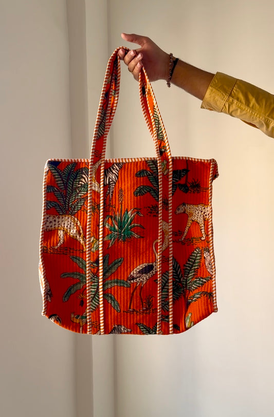Tangerine animal print Tote bag